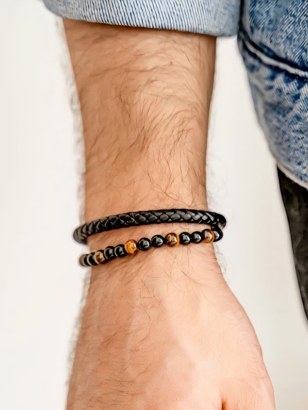Black & Brown Beaded Wrap Bracelet